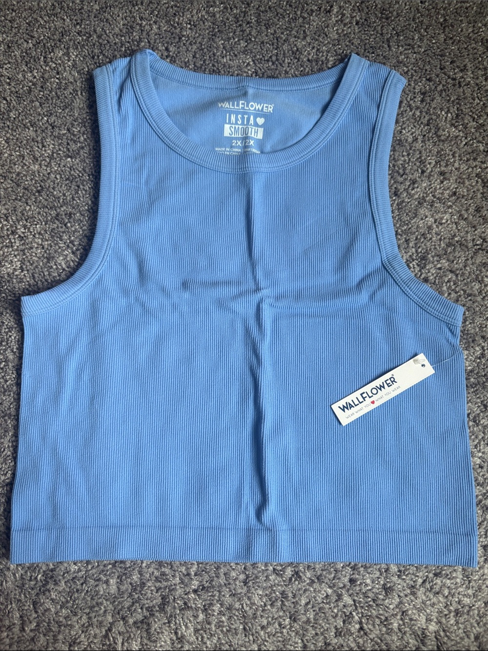 Wallflower Light Blue Ribbed Crop Tank